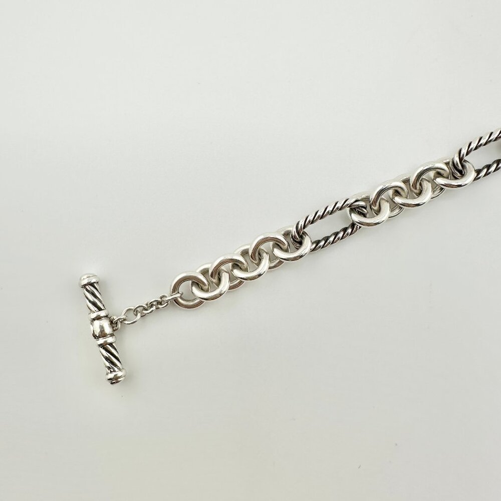 David Yurman Figaro Heart Charm Bracelet w/ 18K Yellow Gold - 7.25" - Picture 9 of 16